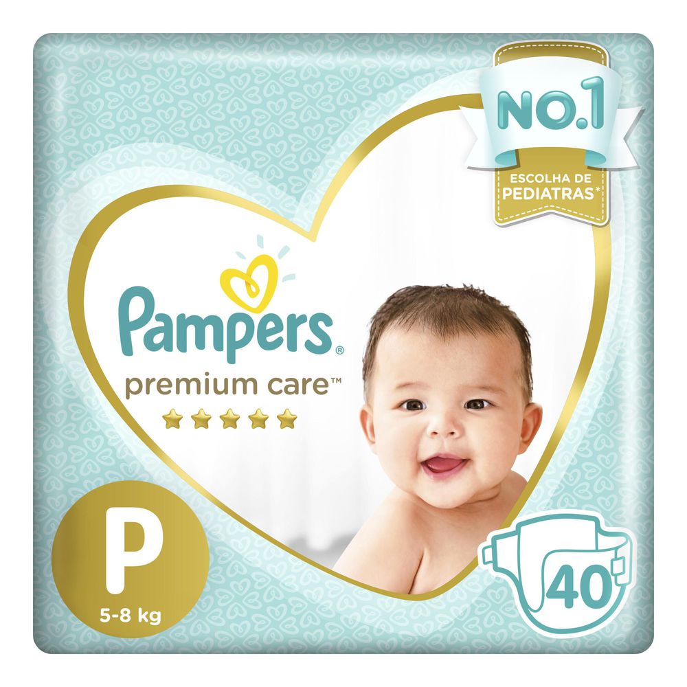Fralda Descartável Pampers Premium Care P 40 Unidades