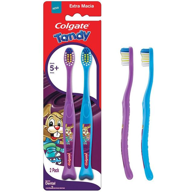 Escova Dental Infantil Tandy Extra Macia 3–6 Anos Colgate 2 Unidades