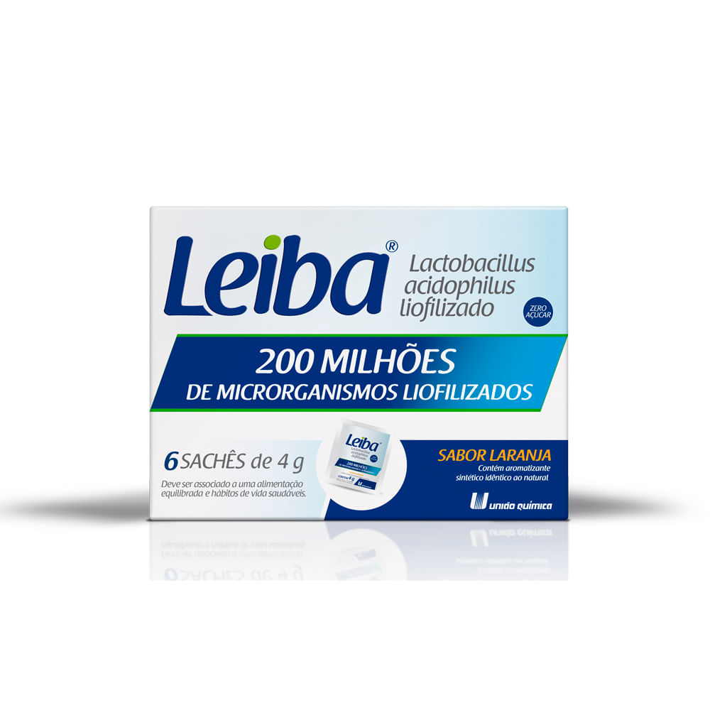 Leiba 6 Sachês sabor Laranja 1G - Farmacia Indiana