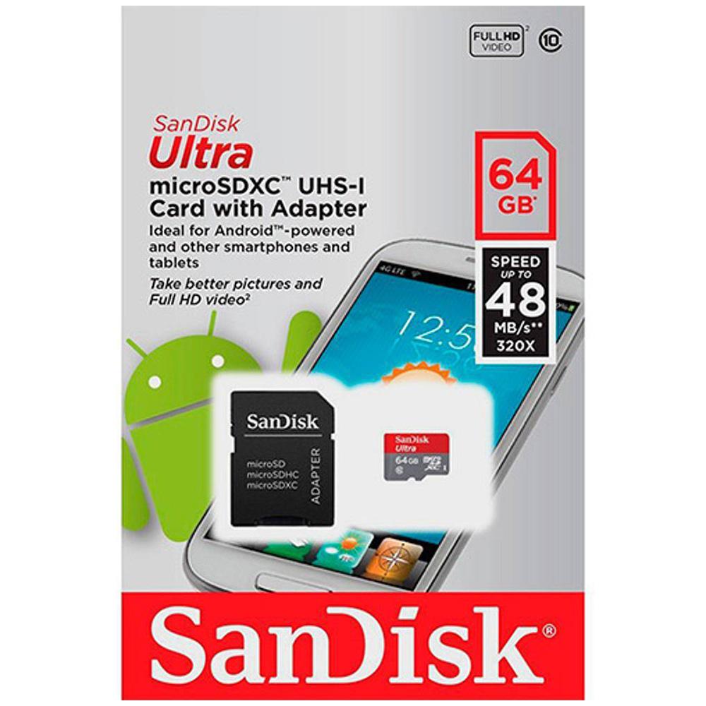 Cartao Mem Sandisk 64gb Micro Sd Classe 10 Farmacia Indiana
