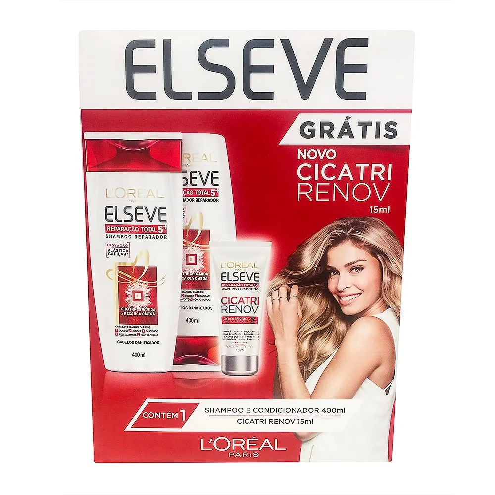 Shampoo + Condicionador Elseve 400ml Rt5+Mini Cicatri - Farmacia Indiana