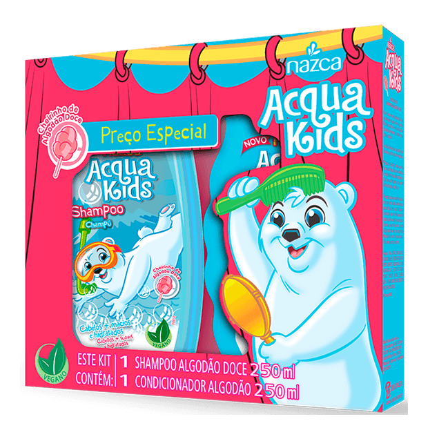 Kit Infantil Shampoo e Condicionador Acqua Kids Algodão Doce 250ml