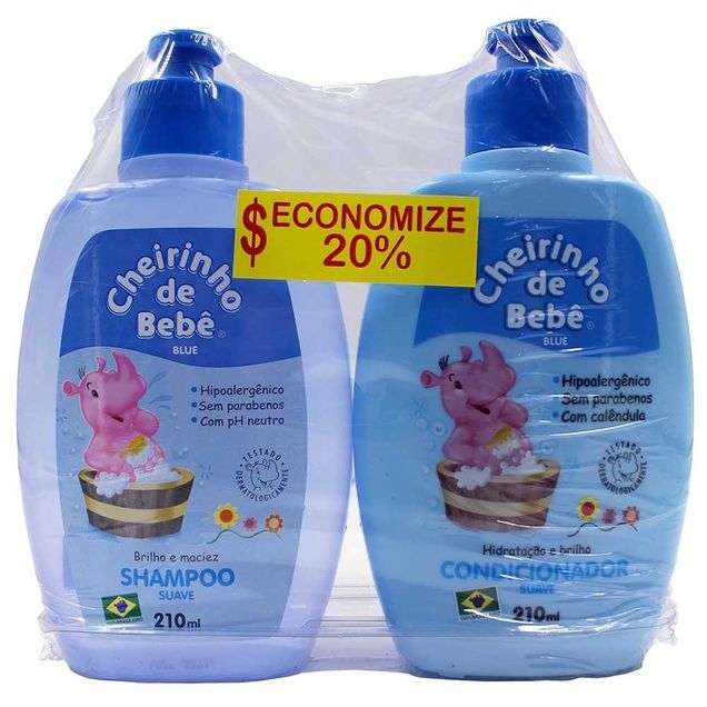 Shampoo e Condicionador Cheirinho de Bebê Blue 210ml