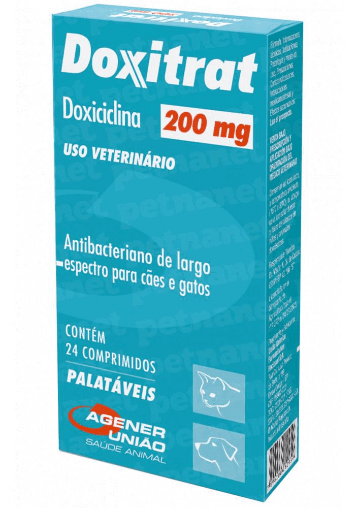 Antibiótico Veterinário Doxitrat 200 mg 24 comprimidos