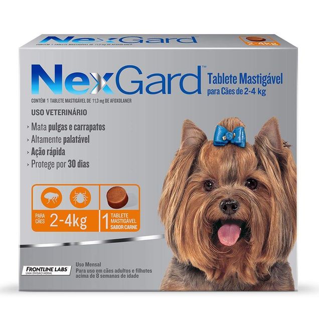 Antipulgas para Cães NexGard 2-4 kg Sabor Carne 1 tablete
