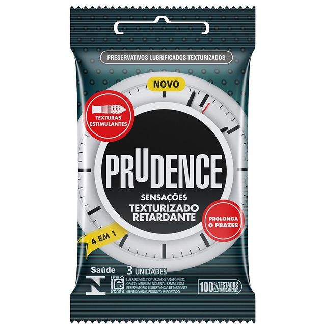 Preservativo Prudence Sensações Texturizado Retardante 3 Unidades