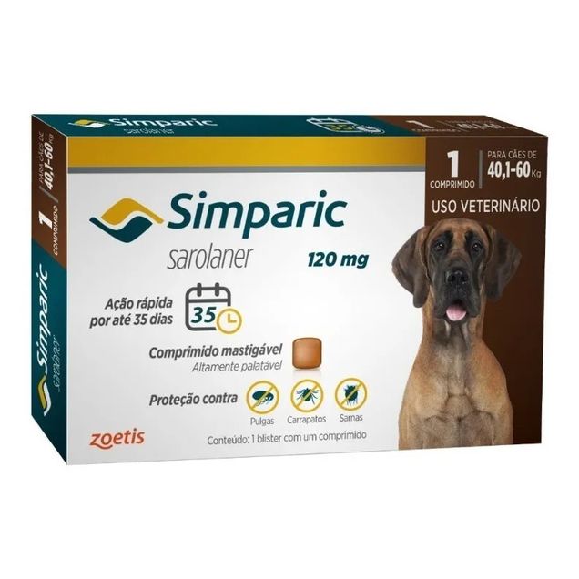 Medicamento Veterinário NAO DEFINIDO 120mg Comprimido Mastigável Cães 40,1-60kg 1 comprimido