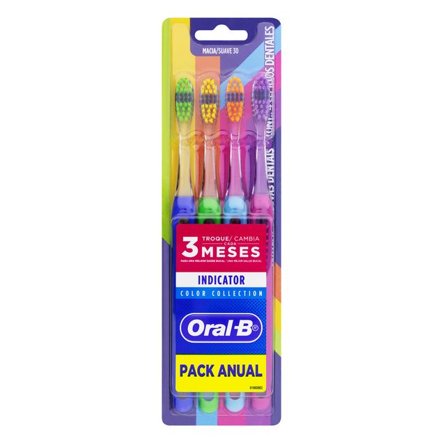 Escova Dental Oral-B Indicator 30 Color Collection Cerdas Macias 4 Unidades