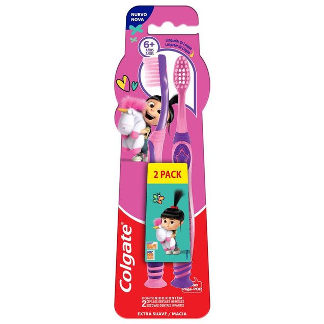 Escova Dental Infantil Colgate Smiles Agnes e Fluffy +6 Anos Cerdas Extra Macias 2 Unidades