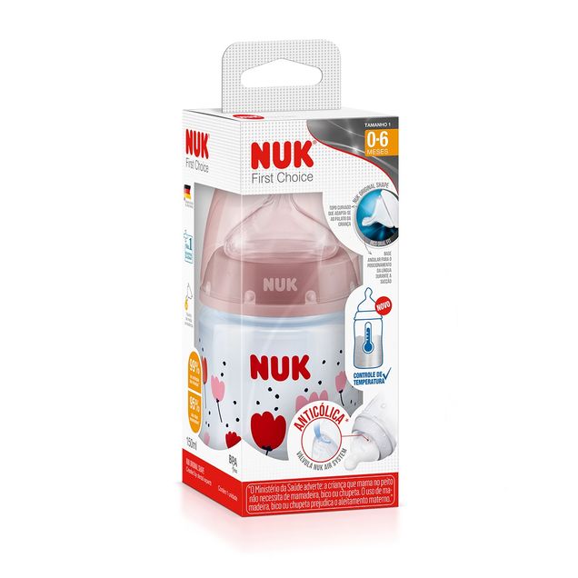 Mamadeira First Choice Controle de Temperatura Girl Nuk 0-6 meses 150ml