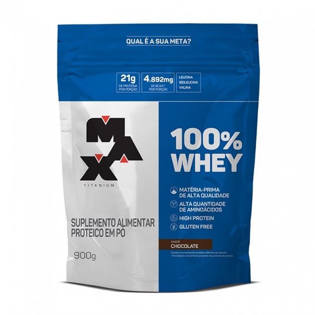 Whey Protein 100% Chocolate Max Titanium 900g