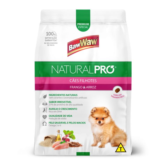 Ração Baw Waw Natural Pró Filhote Frango e Arroz 1kg
