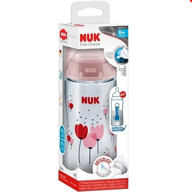 Mamadeira First Choice Controle de Temperatura Nuk Tamanho 2 (6m+) 300ml