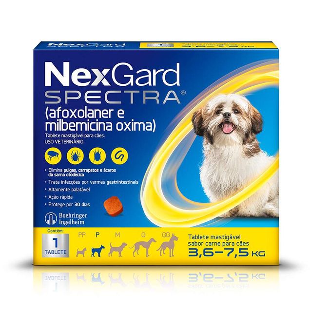 Antipulgas NexGard Spectra Cães 3,6 a 7,5 kg 1 Tablete