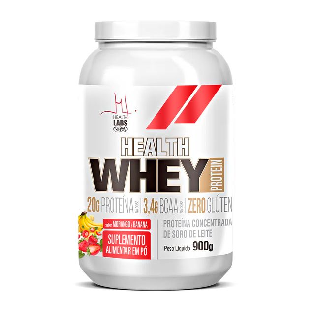Whey Protein Morango e Banana Health Labs 900g