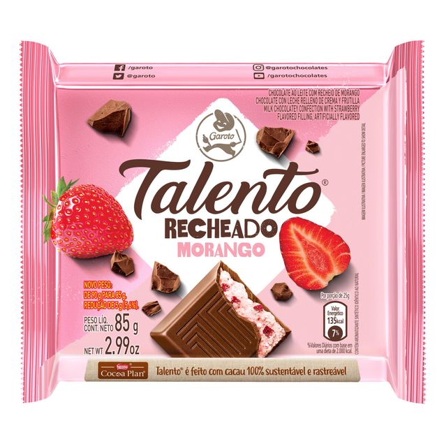 Chocolate Garoto Talento Morango 85g Farmacia Indiana