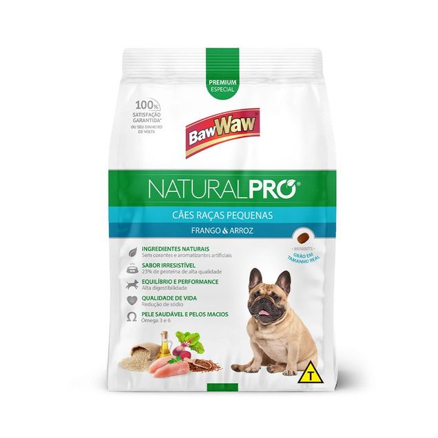 Ração Baw Waw Natural Pró Cão Pequeno Frango e Arroz 1kg