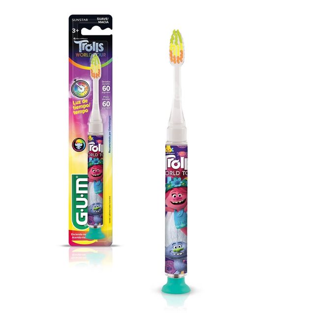 Escova de Dente Infantil Gum Trolls Timer Light 3+ Anos Macia 1 unidade