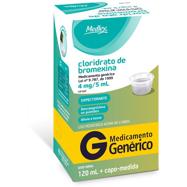 Cloridrato de Bromexina Infantil 4mg Medley Genéricos Xarope 120ml