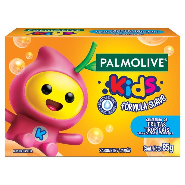 Sabonete Barra Palmolive Kids Suave Hipoalergênico Infantil Frutas Tropicais 85g