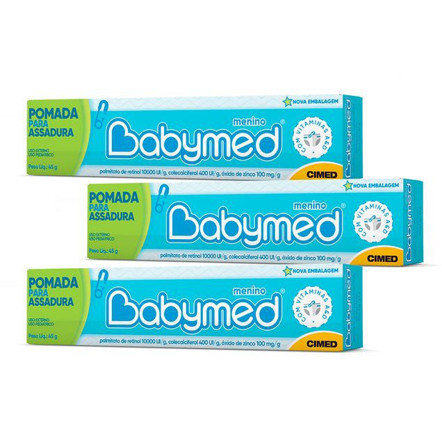 Kit com 3 Babymed Pomada Azul 45g cada - Farmacia Indiana