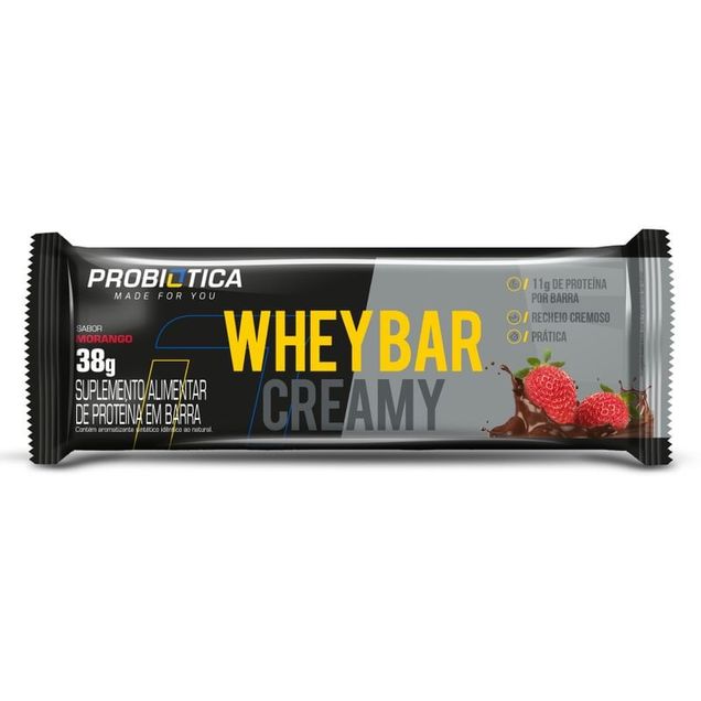 Whey Bar Cream Morango 38g Probiótica 1 Unidade