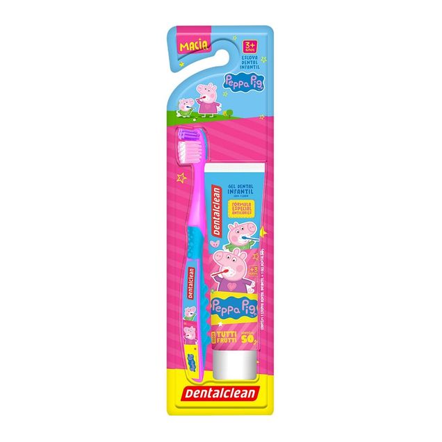 Escova Dental Infantil + Gel Dentalclean Peppa Pig 3–6 anos 2 unidades