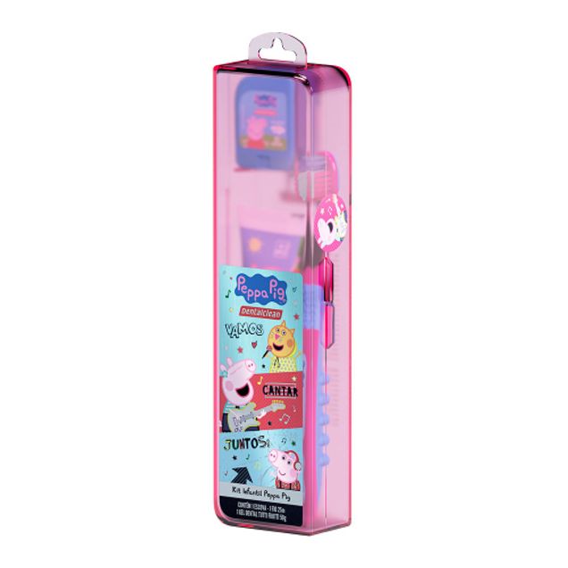 Escova Dental Infantil+Gel 50g+Fio Dental Dentalclean Peppa Pig 50g