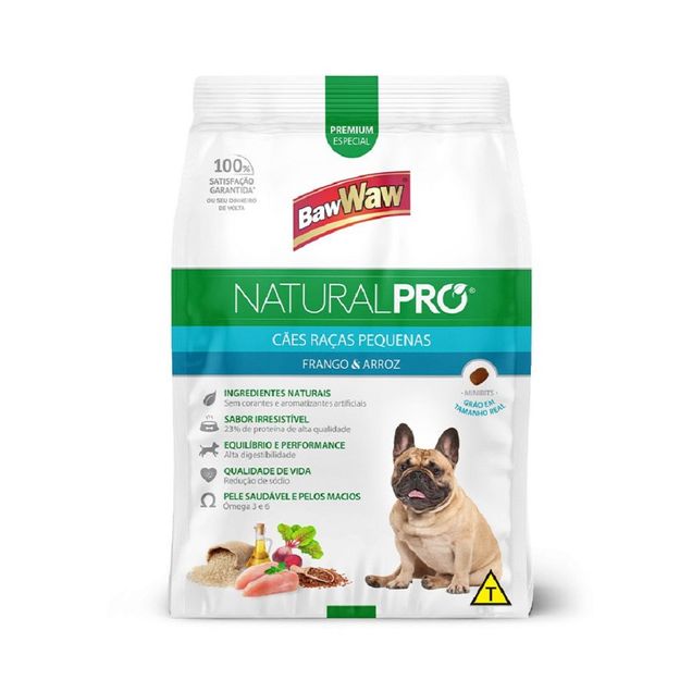 Ração Baw Waw Natural Pró Frango e Arroz Adulto Pequeno 2,5kg