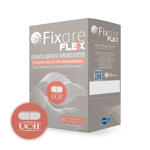Suplemento Alimentar com Cálcio + Colágeno Fixare Flex 60 comprimidos