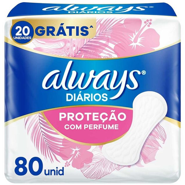Protetor Diário Always com Perfume sem Abas 80 unidades