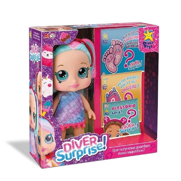 Boneca Divertoys Diver Surprise Modelo 8171 26,5 cm 1 unidade