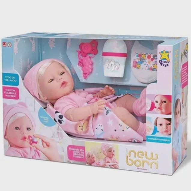 Boneca Divertoys New Born Premium Menina 1 unidade