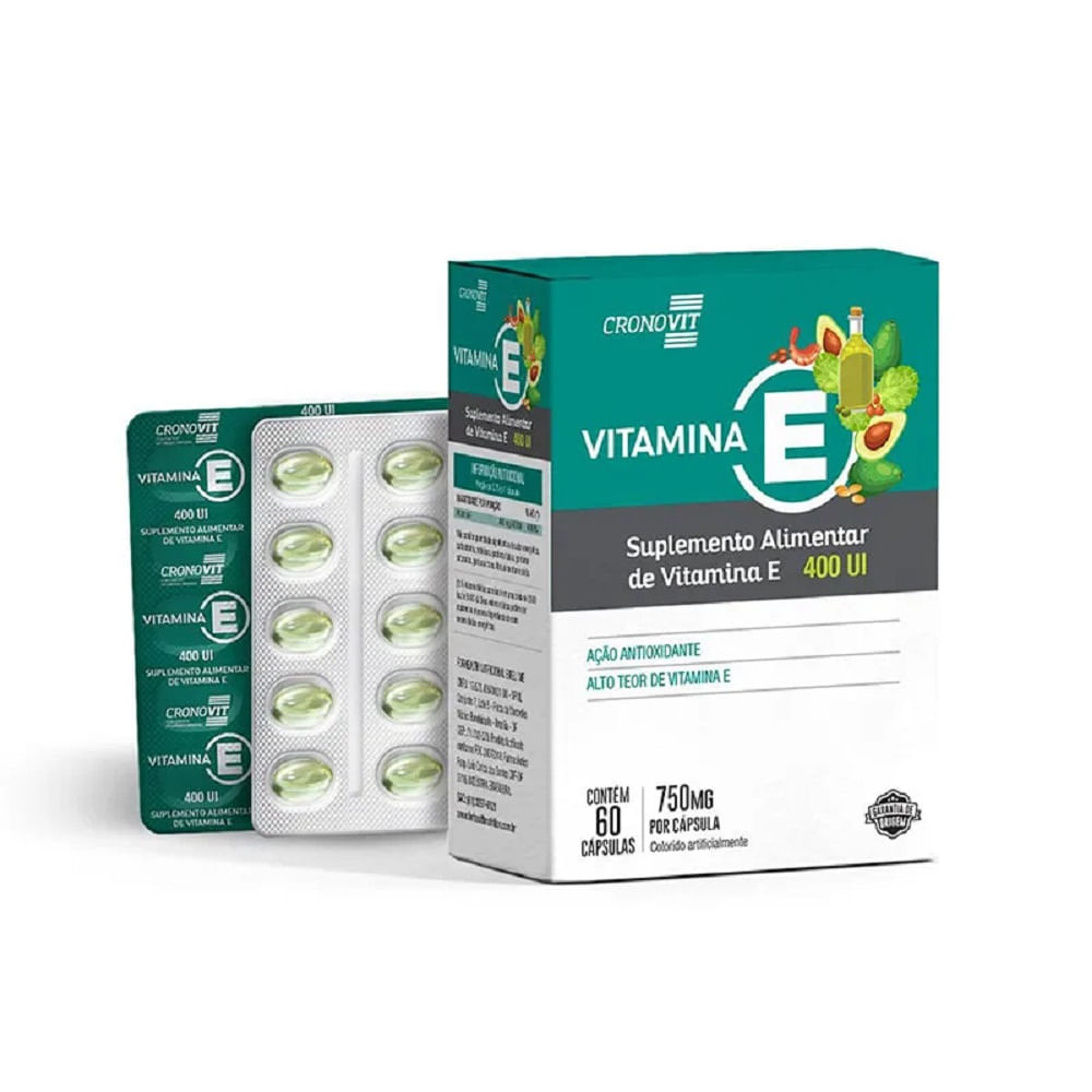 Vitamina E Cronovit 750mg, Caixa Com 60 Cápsulas
