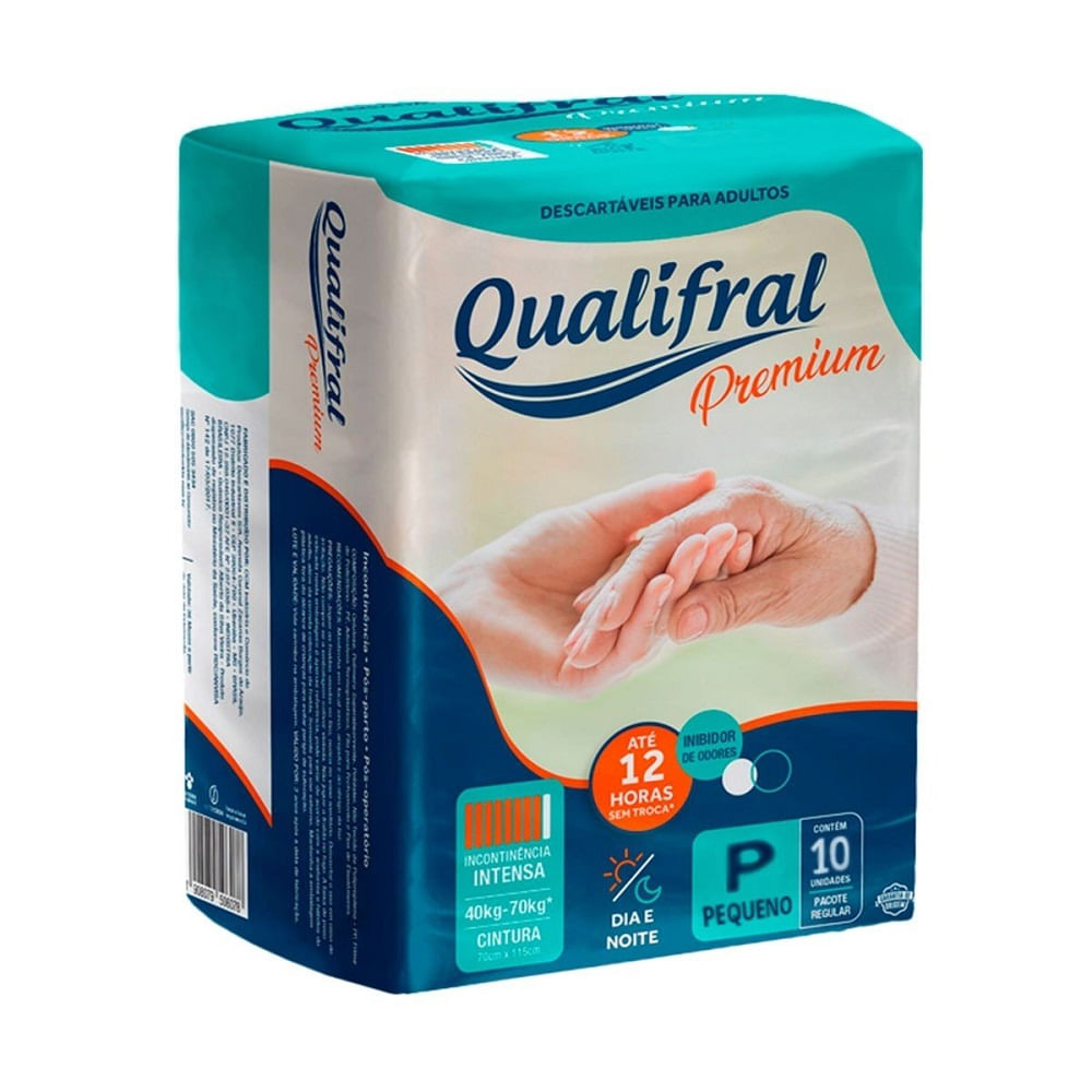 Fralda Geriátrica Qualifral Premium P, Pacote Com 10 Unidades