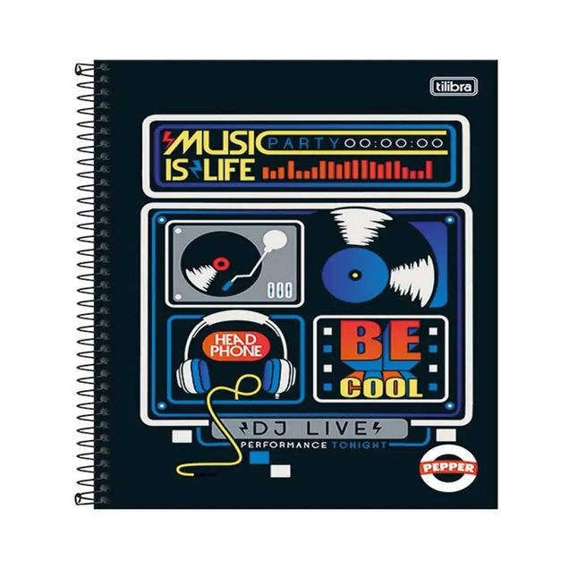 Caderno Tilibra Capa Dura com Espiral Pepper Masculino Sortido 80 folhas