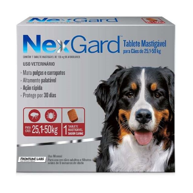 Medicamento Veterinário NexGard Cães 25,1-50kg Sabor Carne 1 tablete