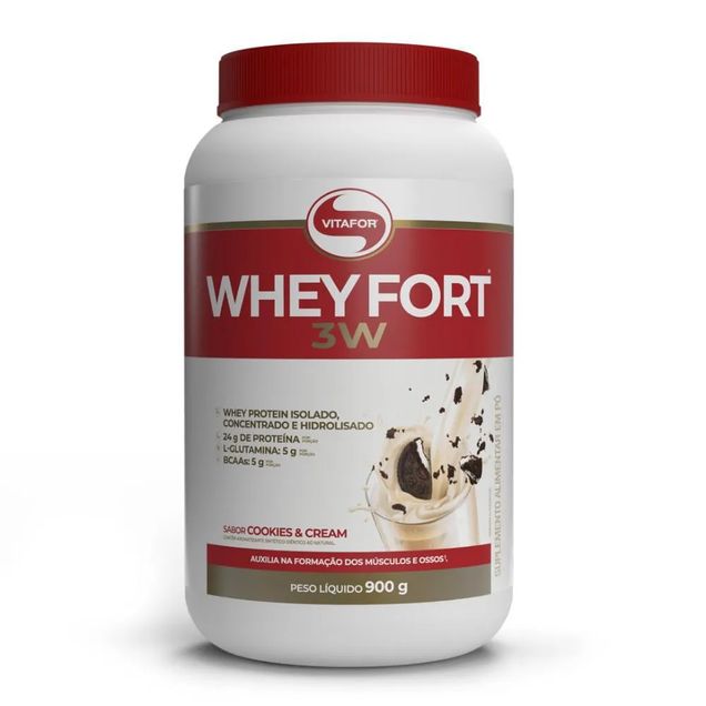 Whey Protein Fort 3W Cookies e Cream 900g Vitafor 900g