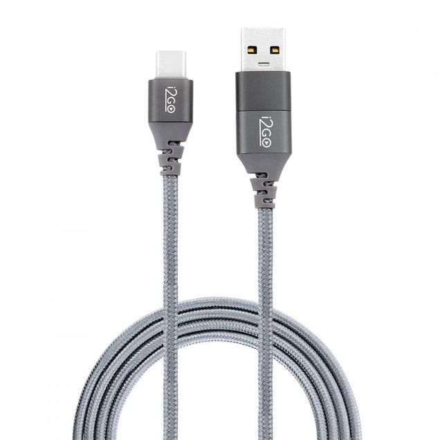 Cabo USB I2GO USB-C com Adaptador USB-A 2m 60W PD 480Mbps Cinza