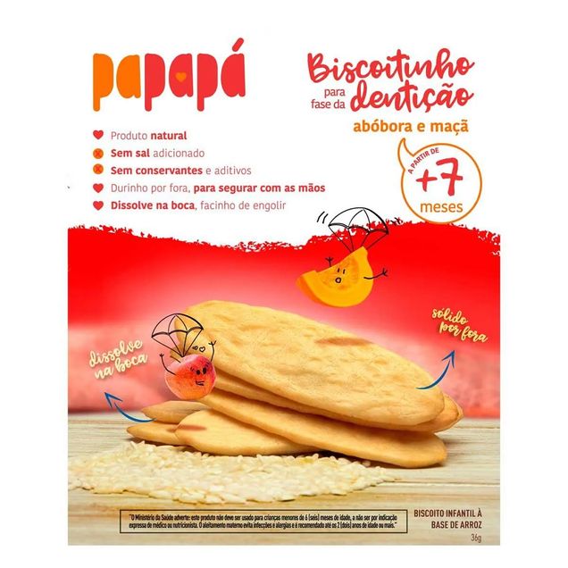 Biscoito Infantil Papapá Sem Glúten BABY ROO Maçã e Abóbora a partir de 7 meses 36g
