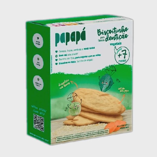 Biscoito Infantil Papapá Sem Glúten BABY ROO Sabor Vegetais 36g