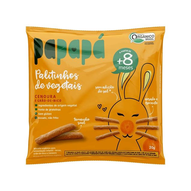 Biscoito Orgânico Infantil Papapá BABY ROO Sabor Cenoura e Grão-de-Bico 20g