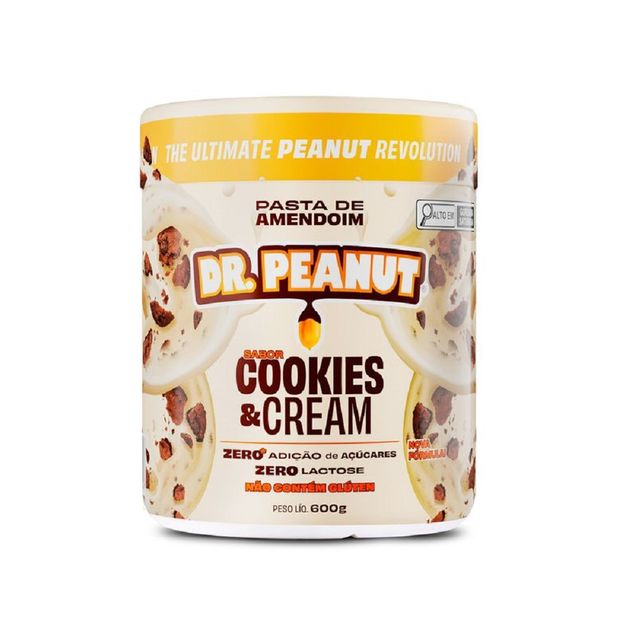 Pasta de Amendoim Dr Peanut Cookies e Cream com Whey Protein 600g