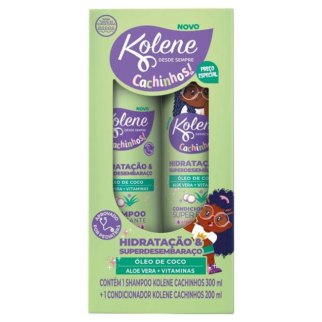 Kit Shampoo e Condicionador Infantil Kolene Cachinhos 300ml + 200ml