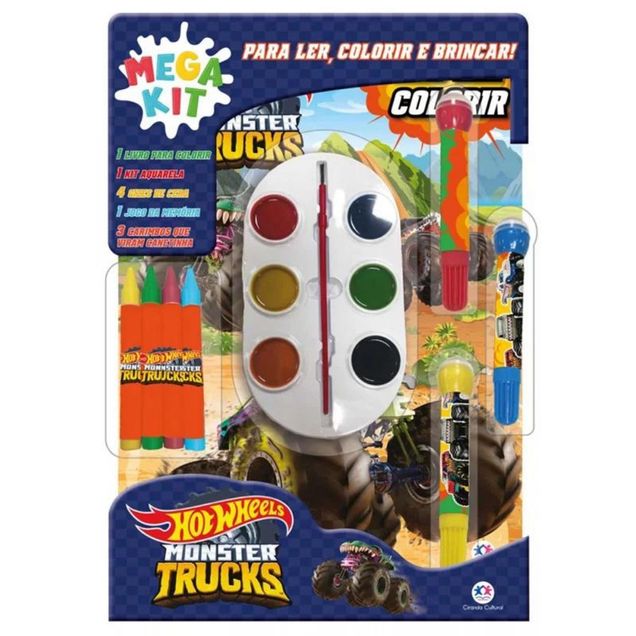 Livro Infantil Ciranda Cultural Mega Kit Hot Wheels Colorir e Brincar 1 un