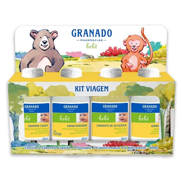 Kit Viagem do Bebê Granado Bebê 60ml 4 Unidades