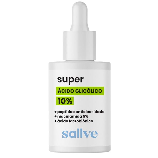 Sérum Facial Noturno Sallve Super Ácido Glicólico 10% Peptídeo Antioleosidade 30ml