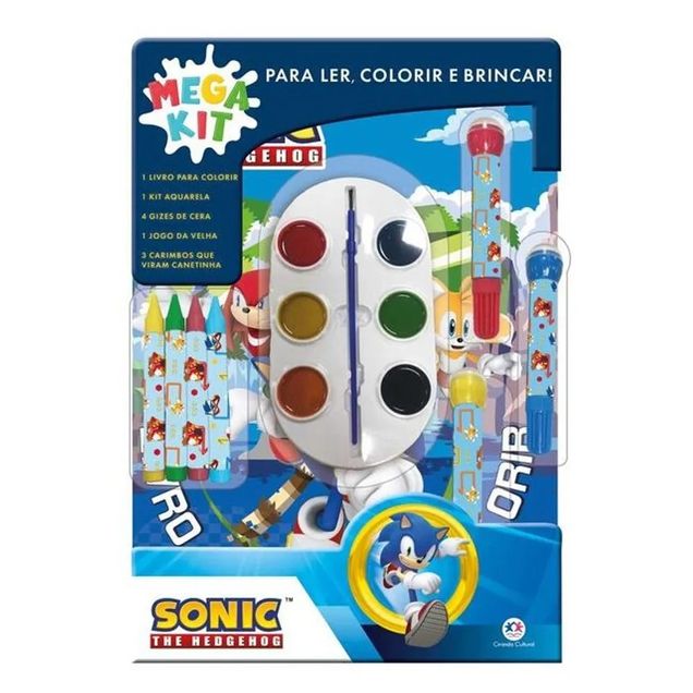 Livro Infantil Ciranda Cultural Megakit Sonic Ler Colorir Brincar 1 unidade