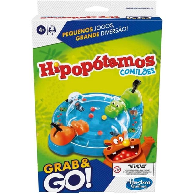 Brinquedo Infantil Hasbro Jogo de Tabuleiro Hipopótamos Comilões Grab&Go 1 unidade