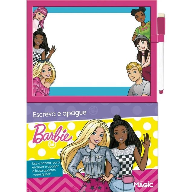 Livro Brinquedo Lousa Mágica Barbie Escreva e Apague